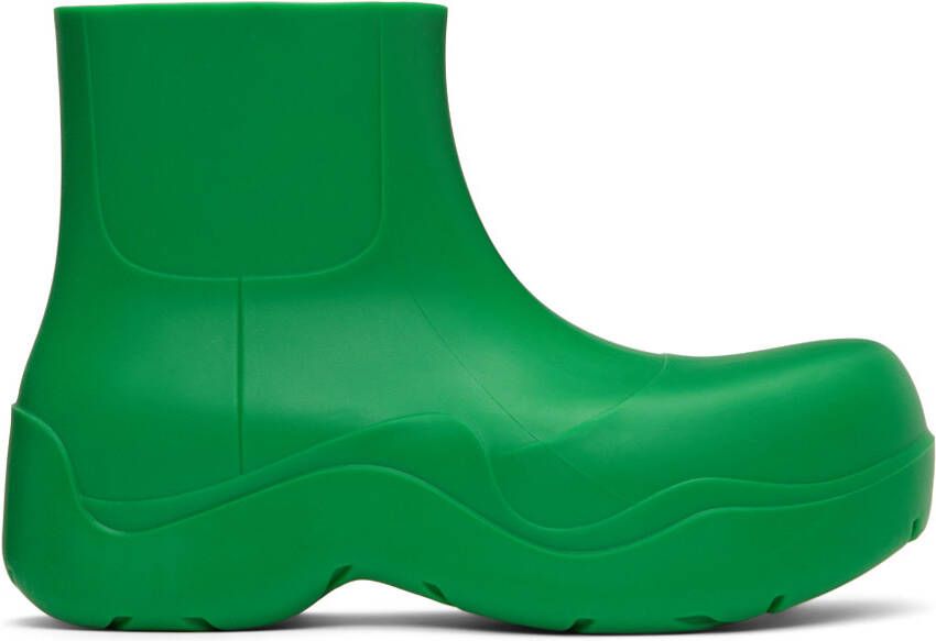Bottega Veneta Green Matte Puddle Chelsea Boots