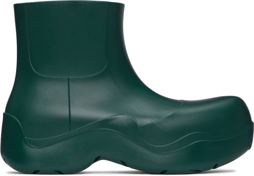 Bottega Veneta Green Matte Puddle Chelsea Boots - Picture 4