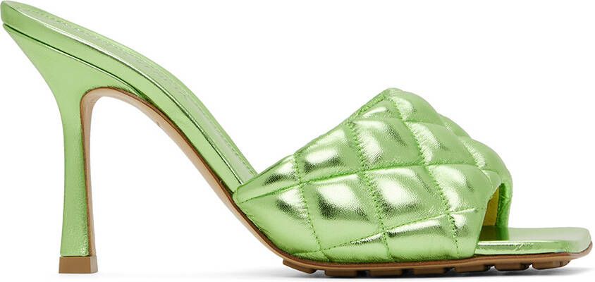 Bottega Veneta Green Padded Heeled Sandals - Picture 5