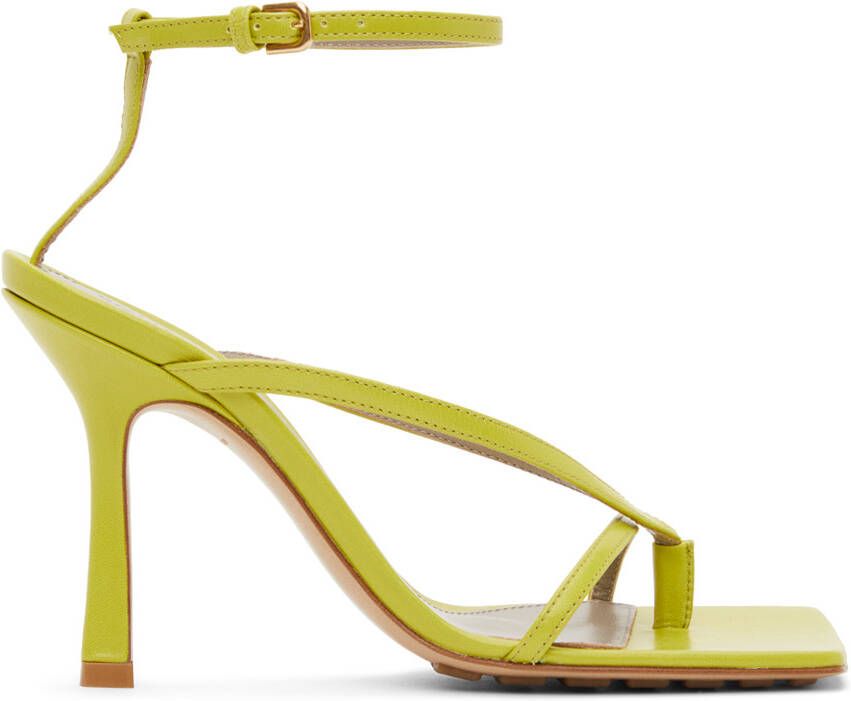 Bottega Veneta Green Strappy Stretch Heeled Sandals - Picture 5