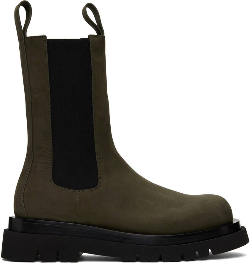 Bottega Veneta Khaki Lug Chelsea Boots