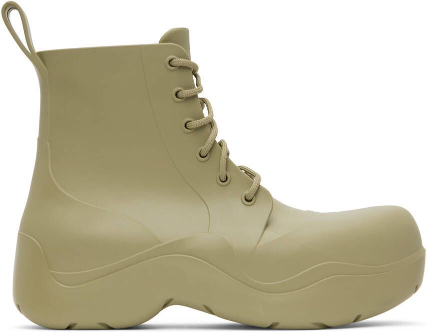 Bottega Veneta Khaki Puddle Lace-Up Boots