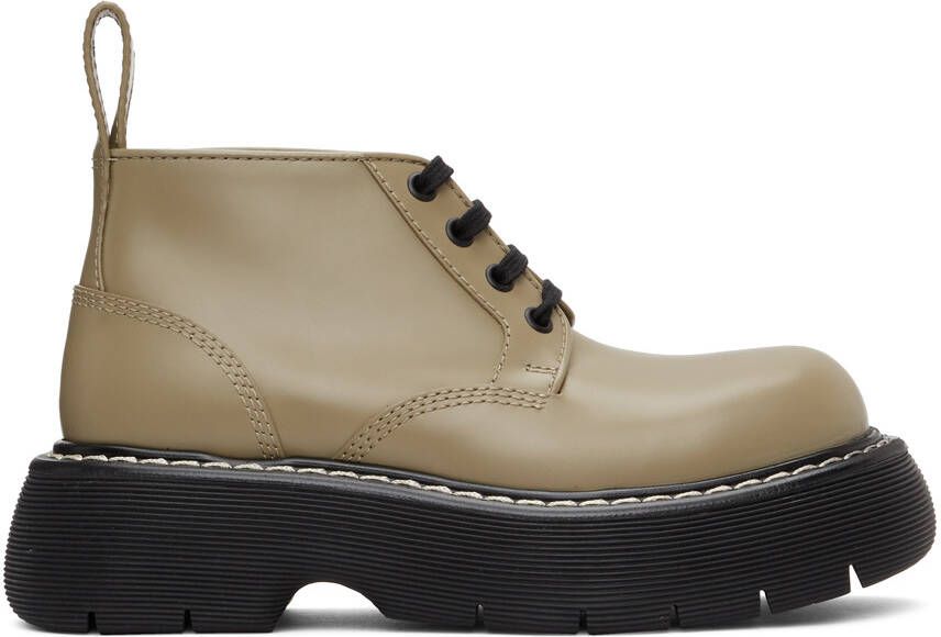 Bottega Veneta Khaki 'The Bounce' Lace-Up Boots - Picture 4