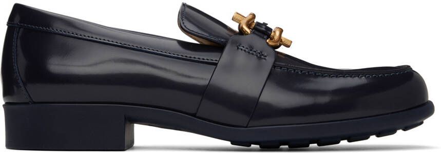 Bottega Veneta Navy Monsieur Loafers - Picture 5
