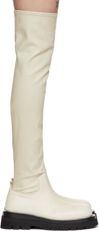 Bottega Veneta Off-White OTK Combat Tall Boots - Picture 5