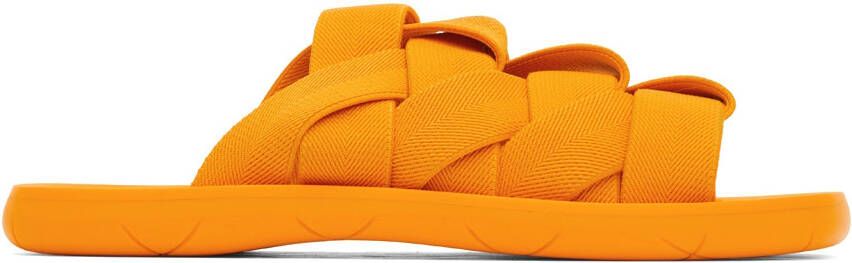 Bottega Veneta Orange Intrecciato Slides