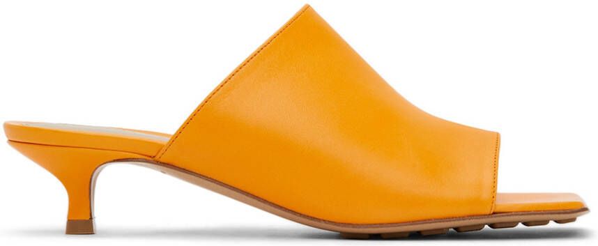 Bottega Veneta Orange Stretch Heeled Sandals
