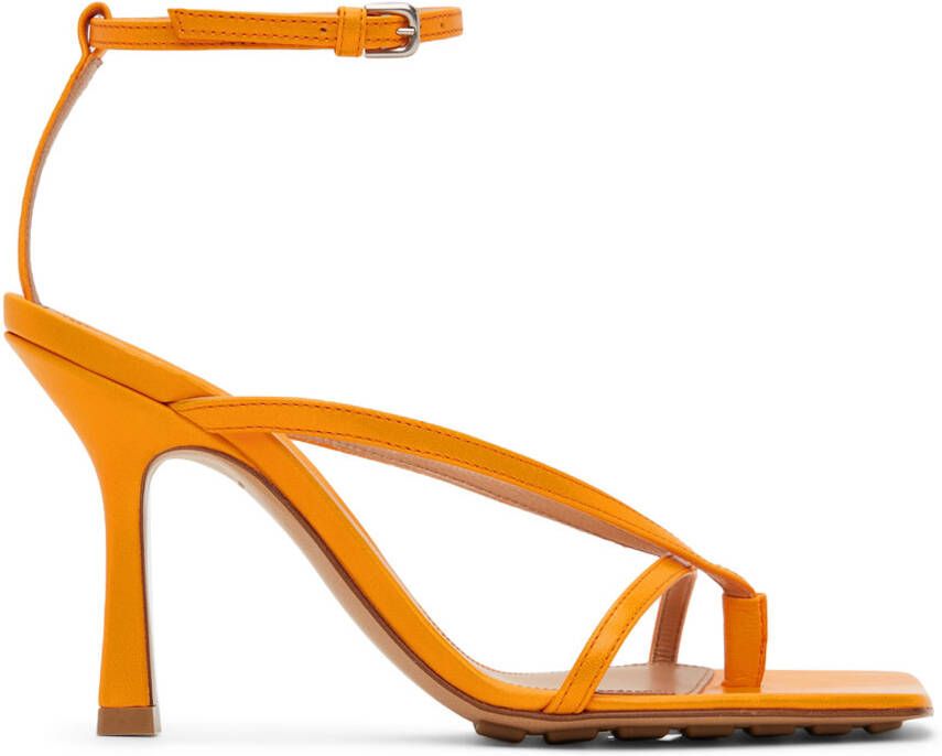 Bottega Veneta Orange Stretch Heeled Sandals