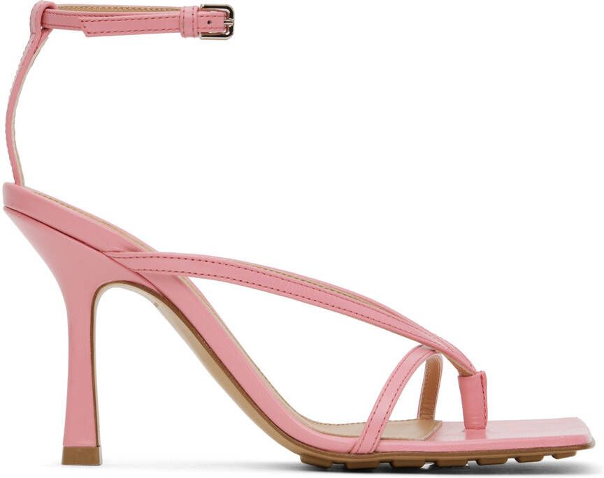 Bottega Veneta Pink Stretch Heeled Sandals - Picture 5