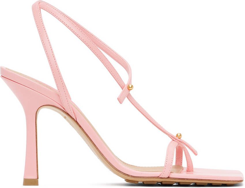 Bottega Veneta Pink Stretch Heeled Sandals - Picture 5