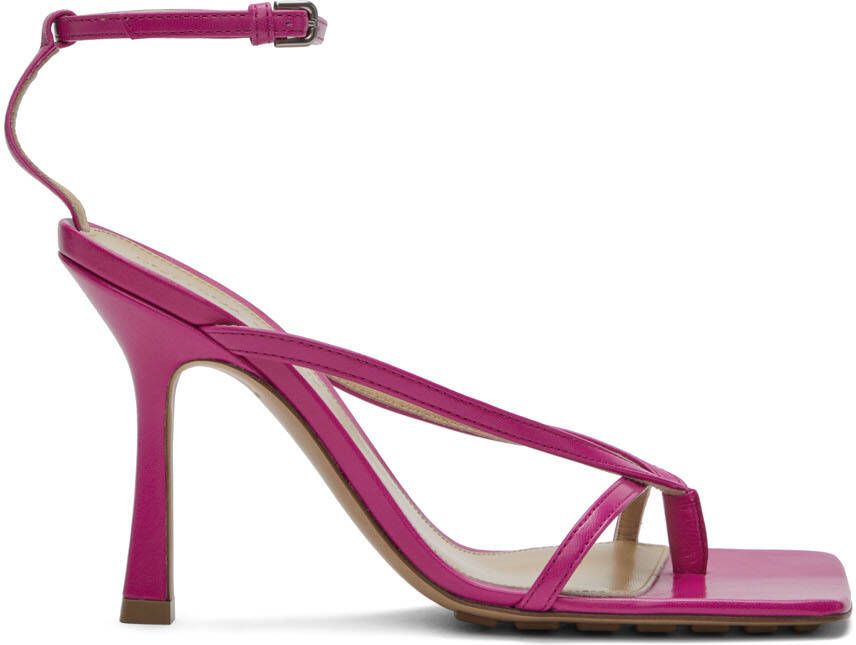 Bottega Veneta Pink Stretch Heeled Sandals - Picture 5