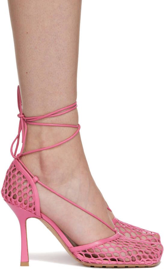 Bottega Veneta Pink Stretch Web Heels