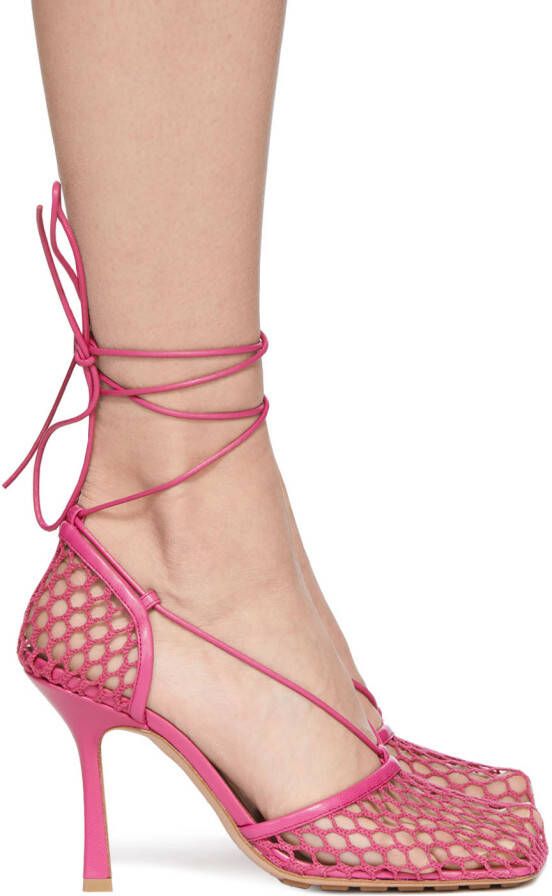 Bottega Veneta Pink Stretch Web Heels