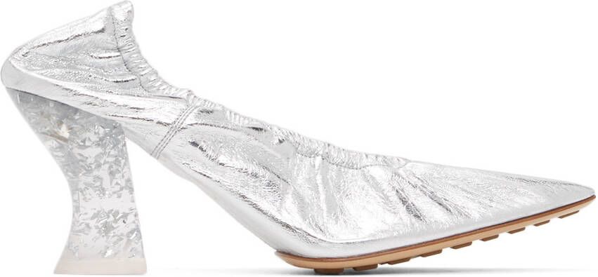 Bottega Veneta Silver Almond Pumps - Picture 5
