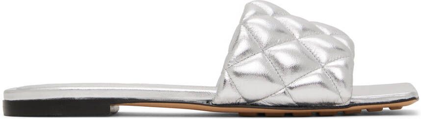 Bottega Veneta Silver Padded Flat Sandals - Picture 5