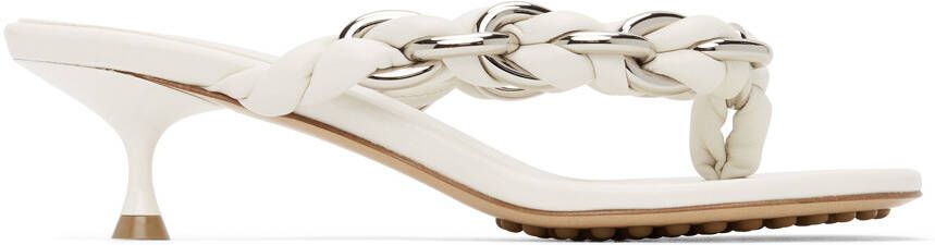 Bottega Veneta White Chain Dot Sandals - Picture 5