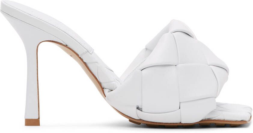 Bottega Veneta White Intrecciato Lido Heeled Sandals - Picture 5
