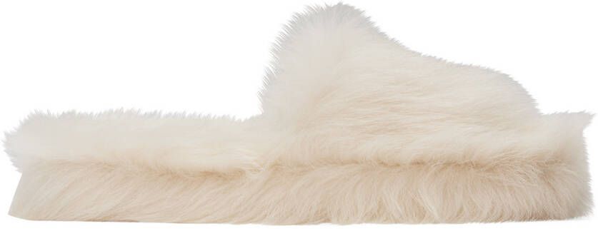 Bottega Veneta White Shearling Resort Slides - Picture 5