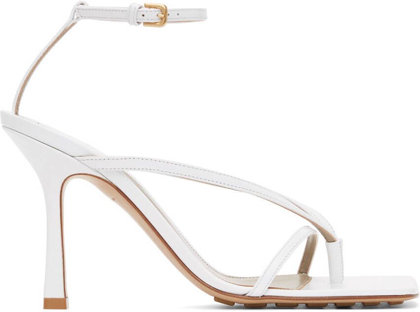 Bottega Veneta White Stretch Heeled Sandals - Picture 5