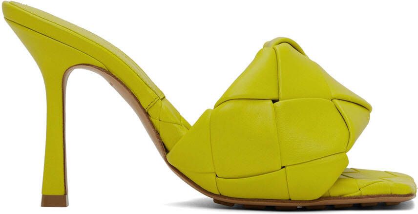 Bottega Veneta Yellow Maxi Intreccio Lido Heeled Sandals