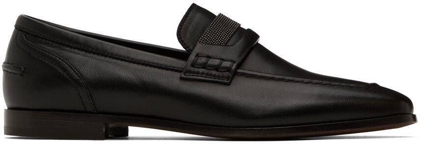 Brunello Cucinelli Black Glitter Loafers - Picture 5