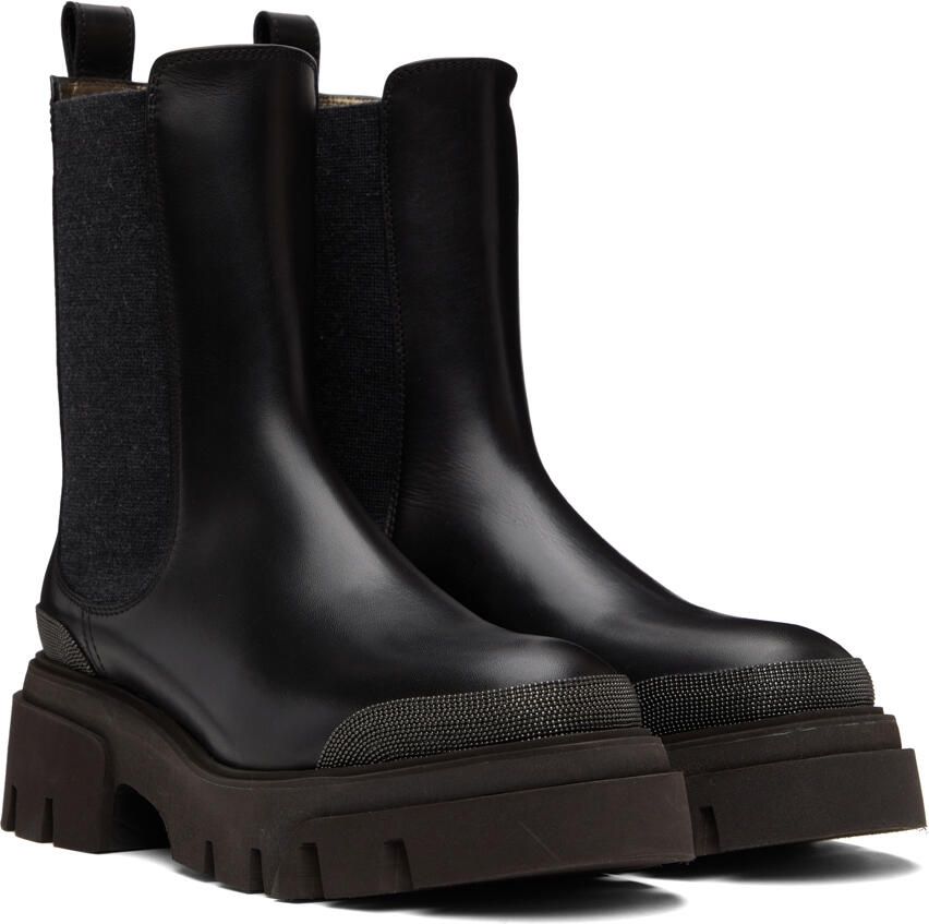 Brunello Cucinelli Black Calfskin Chelsea Boots