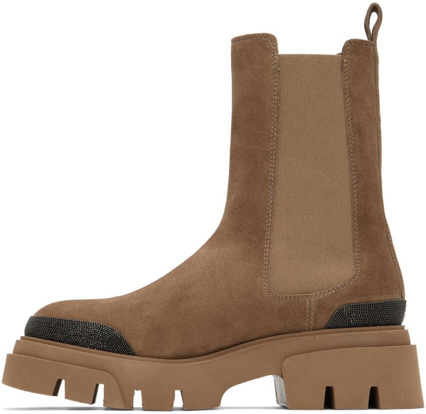Brunello Cucinelli Brown Glitter Chelsea Boots - Picture 2