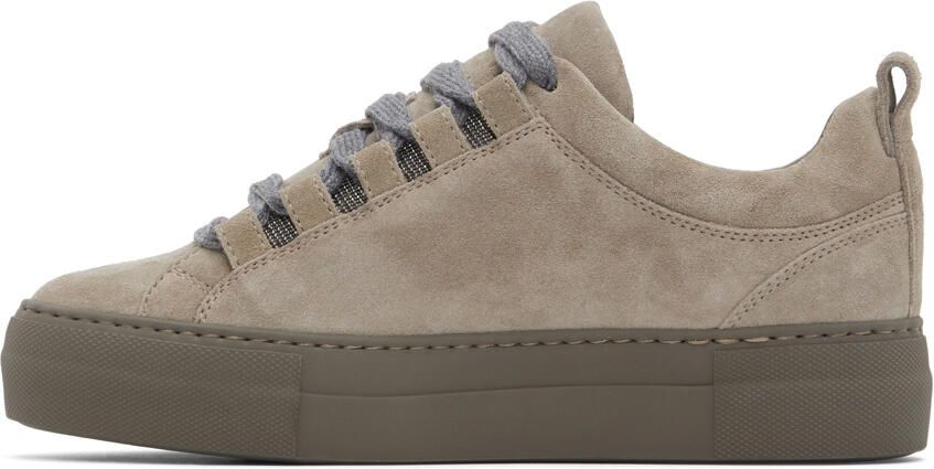 Brunello Cucinelli Taupe Suede Low-Top Sneakers - Picture 3