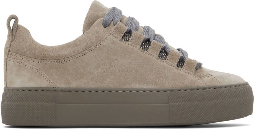 Brunello Cucinelli Taupe Suede Low-Top Sneakers - Picture 5