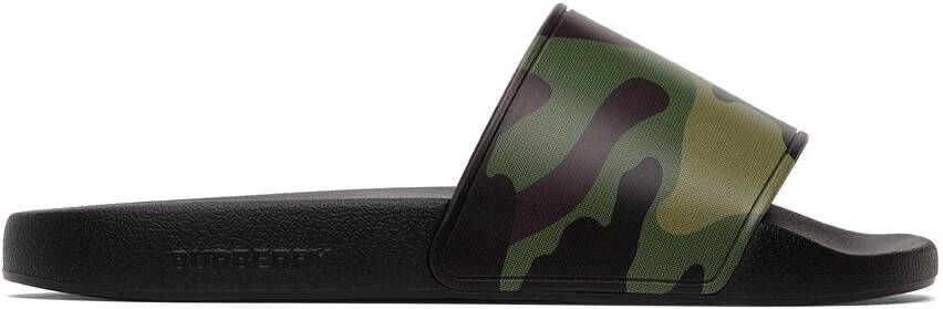 Burberry Beige & Black Camouflage Print Slides - Picture 5