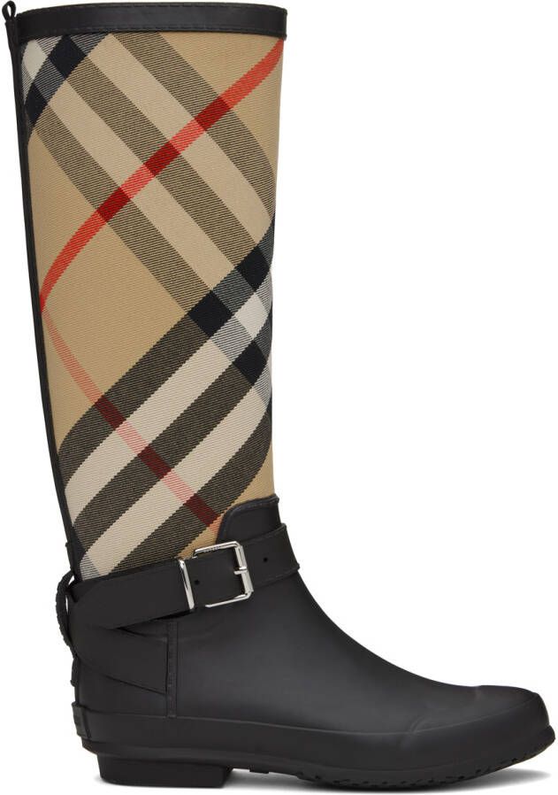Burberry Beige & Black House Boots - Picture 5