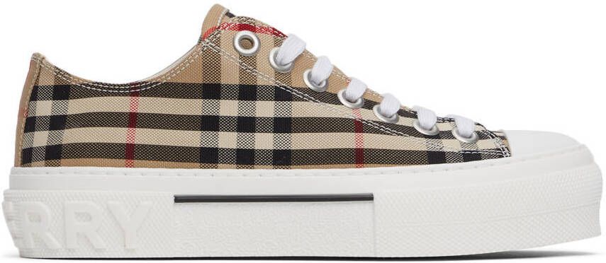 Burberry Beige Canvas Vintage Check Sneakers - Picture 5