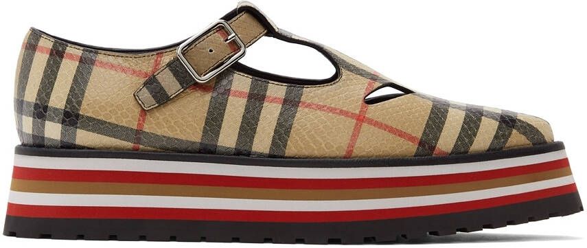 Burberry Beige Check Aldwych Mary Jane Oxfords - Picture 5