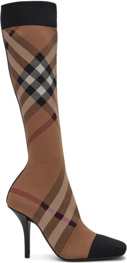 Burberry Beige Check Boots - Picture 2