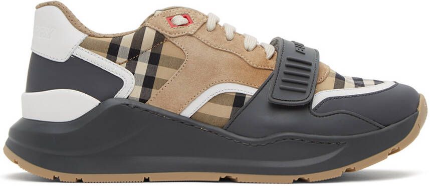 Burberry Beige Check Ramsay Sneakers - Picture 5