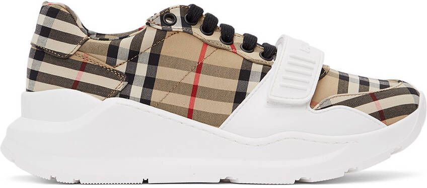 Burberry Beige Check Regis Sneakers - Picture 5