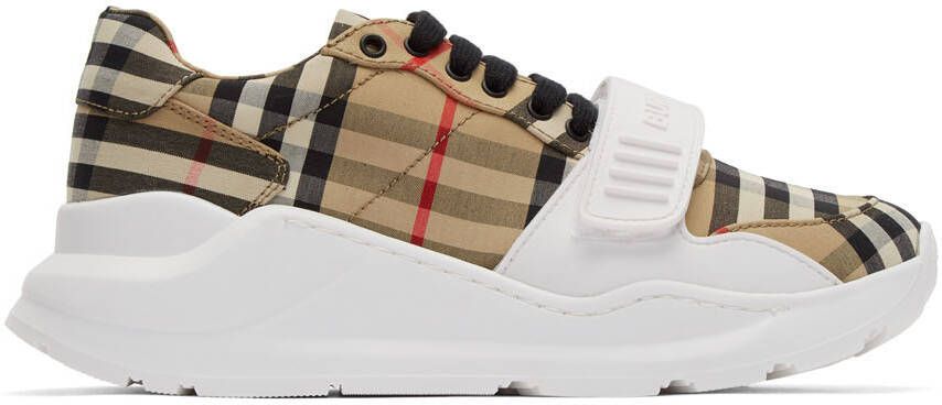 Burberry Beige Check Regis Sneakers - Picture 5