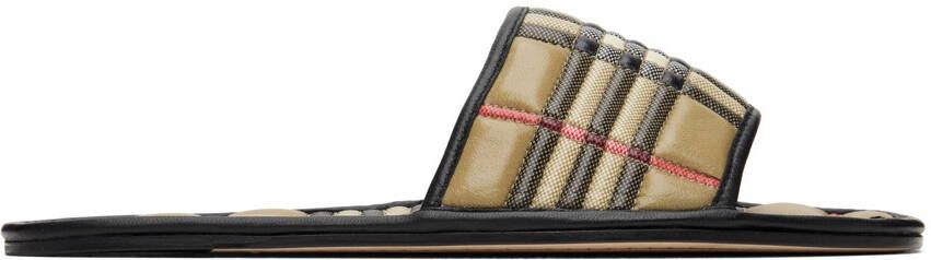 Burberry Beige Check Slides - Picture 5