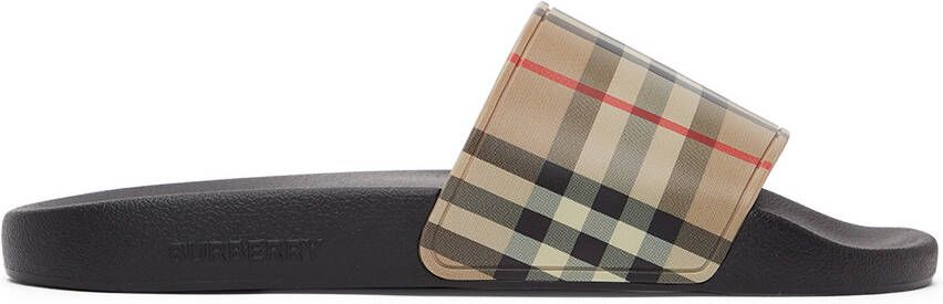 Burberry Beige Check Slides - Picture 5