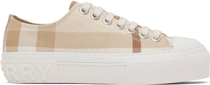 Burberry Beige Check Sneakers - Picture 5