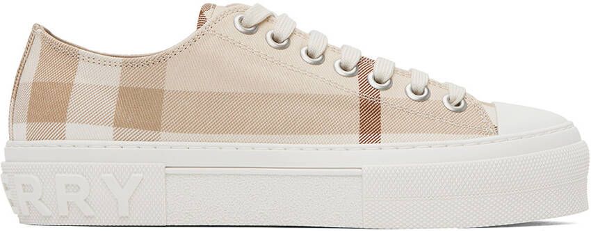 Burberry Beige Check Sneakers - Picture 5