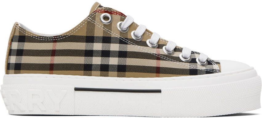 Burberry Beige Check Sneakers - Picture 5