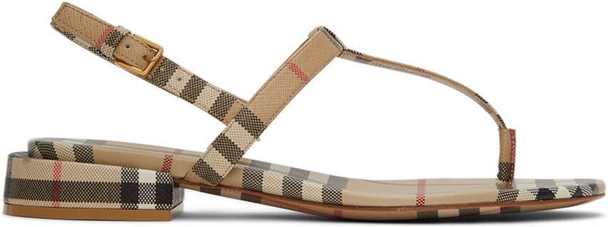 Burberry Beige Emily Check Sandals - Picture 5