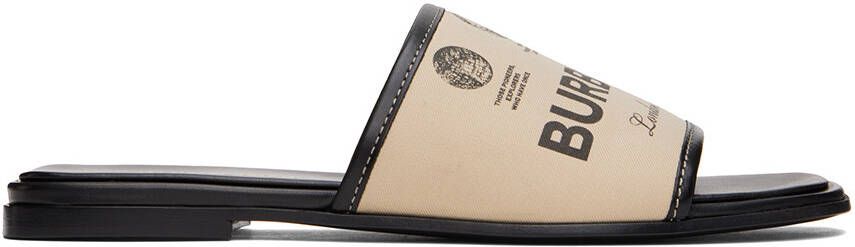 Burberry Beige Label Print Slides - Picture 5