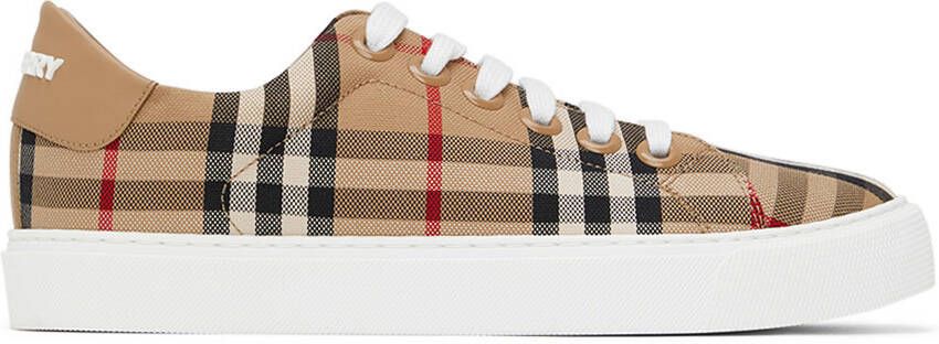 Burberry Beige New Albridge Check Sneakers