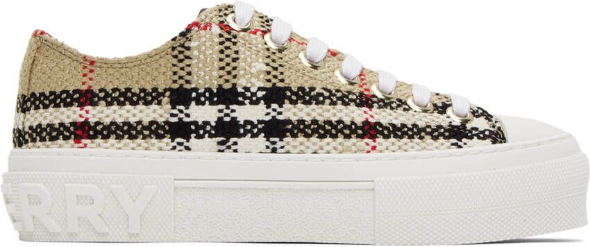 Burberry Beige Tweed Jack Sneakers - Picture 5