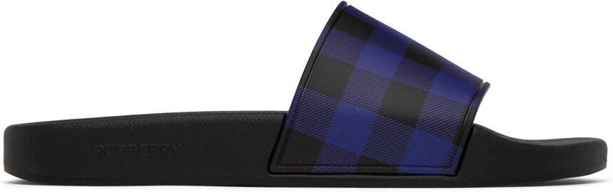 Burberry Black & Blue Check Slides