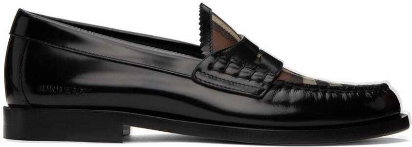 Burberry Black & Brown Check Loafers