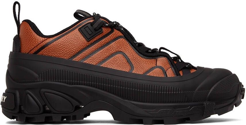 Burberry Black & Orange Leather Arthur Sneakers - Picture 4