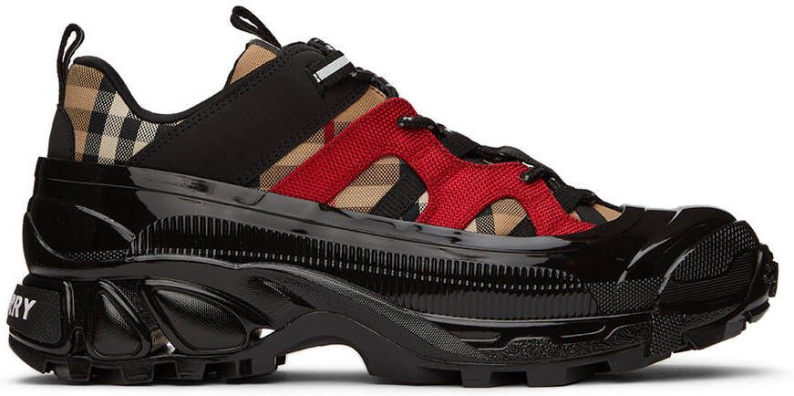 Burberry Black & Red Arthur Sneakers - Picture 4